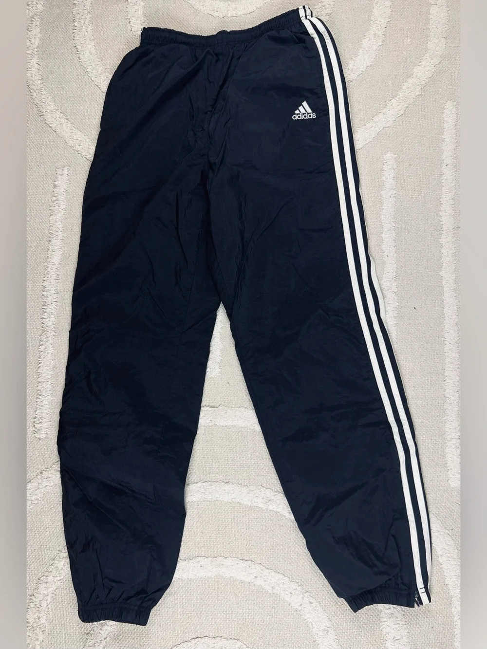 Vintage 90s Adidas Track Pants/Joggers –Black 3-Stripe Lined Windbreaker Pants M